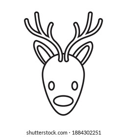 happy merry christmas reindeer line style icon vector illustration design