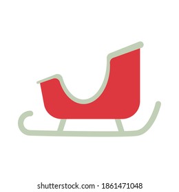 happy merry christmas sleigh flat style icon vector illustration design