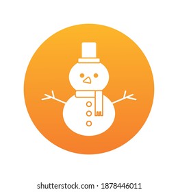 happy merry christmas snowman block style icon vector illustration design