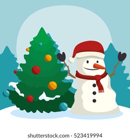 happy merry christmas snowman character