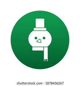 happy merry christmas snowman head block style icon vector illustration design