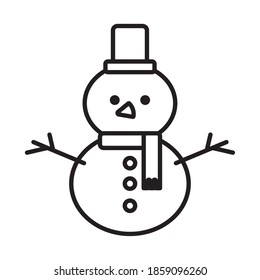 happy merry christmas snowman line style icon vector illustration design