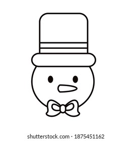 happy merry christmas snowman line style icon vector illustration design