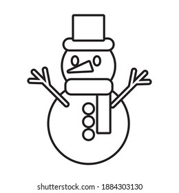 happy merry christmas snowman line style icon vector illustration design