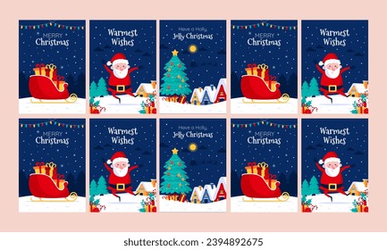 happy merry christmas social media stories vector flat design