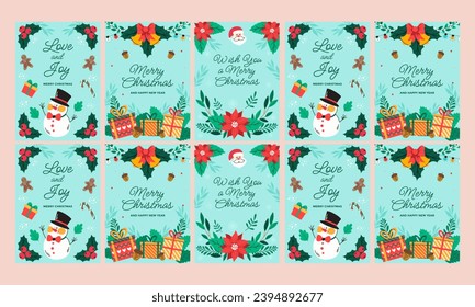 happy merry christmas social media stories vector flat design