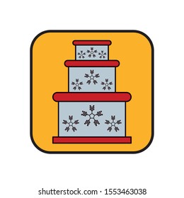 happy merry christmas sweet cake with snowflakes vector illustration design