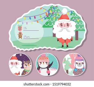 happy merry christmas tags greeting card