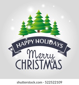 happy merry christmas tree card