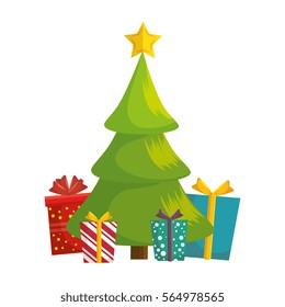 happy merry christmas tree card
