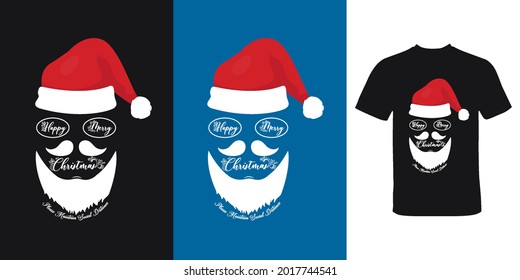 Happy Merry Christmas T-Shirt Design. Multi-color Background Supported, Easy to use Multi Purpose. High Quality Happy Merry Christmas T-Shirt Design.