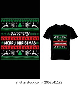 HAPPY MERRY CHRISTMAS tshirt design 2021