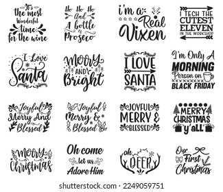 Happy Merry Christmas T-shirt And SVG Design Bundle, Christmas SVG Quotes Design t shirt Bundle, Vector EPS Editable Files , can you download this Design Bundle. svg