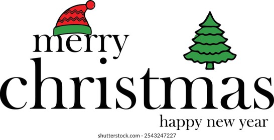 Happy Merry Christmas Vector Calligraphy Stock Photo