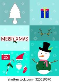 happy merry xmas vector snowman set winter illustration design 