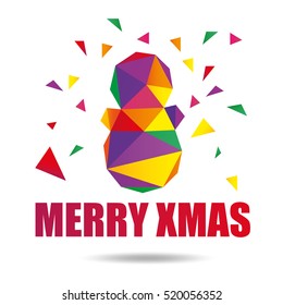 Happy Merry Xmas's present postcard. Artistic Celebrate's triangular background and backdrop. Vector colorful geometric illustration.