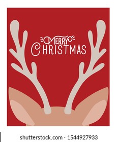 happy mery christmas card with reindeer vector illustration design