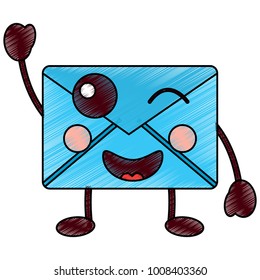 happy message envelope kawaii icon image 