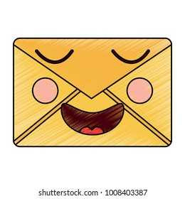happy message envelope kawaii icon image 