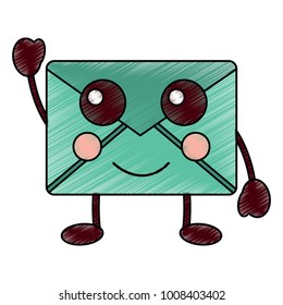 happy message envelope kawaii icon image 