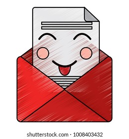 happy message envelope kawaii icon image 