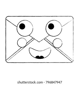 happy message envelope kawaii icon image