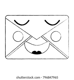 happy message envelope kawaii icon image