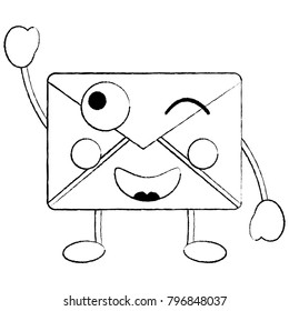 happy message envelope kawaii icon image