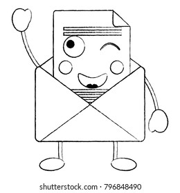 happy message envelope kawaii icon image 