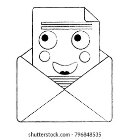 happy message envelope kawaii icon image 
