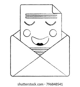 happy message envelope kawaii icon image 