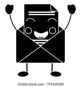 happy message envelope kawaii icon image 