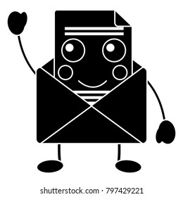 happy message envelope kawaii icon image 