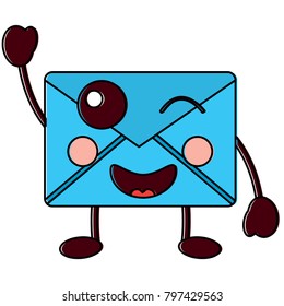 happy message envelope kawaii icon image 