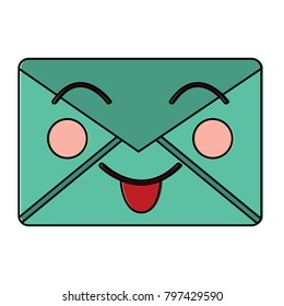 happy message envelope kawaii icon image 