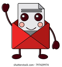 happy message envelope kawaii icon image 