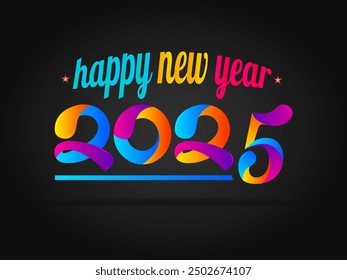 Happy mew Pear 2025 colorful lettering calligraphy design. 2025 new year vector illustration design