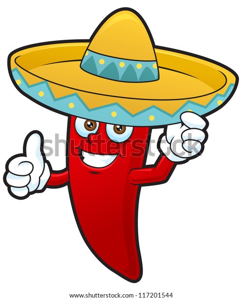 Happy Mexican Chili Cartoon Wearing Sombrero Stock Vector (Royalty Free ...