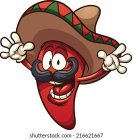 Happy Mexican chili pepper. Vector clip art illustration with simple gradients. All in a single layer. 