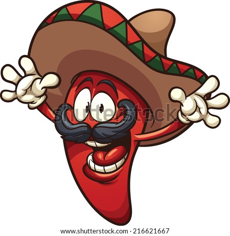Happy Mexican chili pepper. Vector clip art illustration with simple gradients. All in a single layer. 
