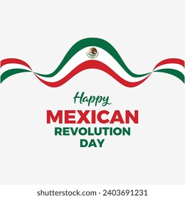 Imagen vectorial del Día de la Revolución Mexicana Feliz. Icono de la bandera mexicana aislado en un fondo gris. Símbolo de la bandera de México tricolor. 20 de noviembre. Día importante