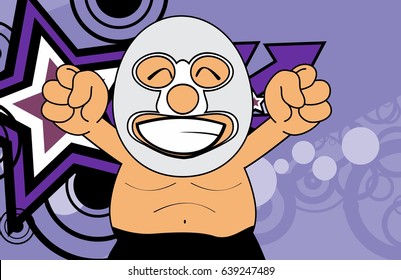 happy mexican wrestler cartoon expression background in vector format 