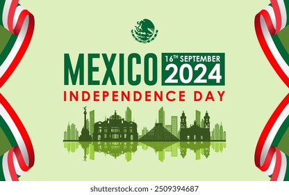 Happy Mexico independence day 16 september 2024 banner. Viva la Vida Mexico 2024 Independence Day September 2th Celebration Vector Design Illustration.