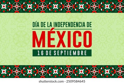 Feliz dia da independência do México 16 de setembro de 2024 banner. día de la independent méxico background. Conceito de férias. Ilustração de design de vetor.