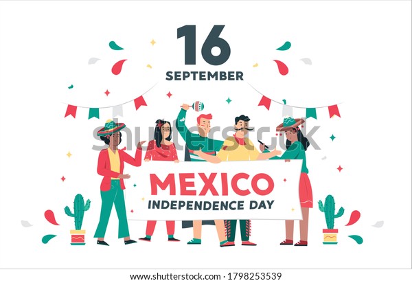 Happy Mexico Independence Day Illustration Background Stock Vector ...