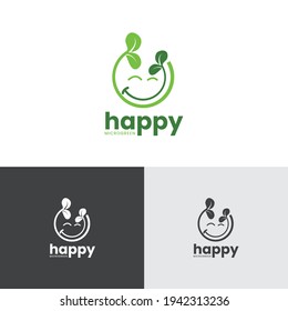 Happy Microgreen Logo, Sprout Logo, Abstract Microgreen Logo