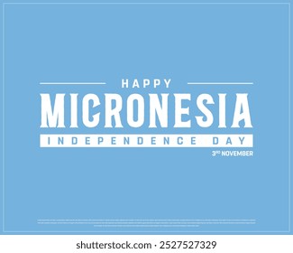 Happy Micronesia Independence Day Design on a blue background, Independence Day of Micronesia with flag, Typographic Design of Micronesia Independence Day on white background, Editable vector Design