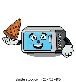 Happy microwave mascot cartoon character. illustration flat style. design template vector