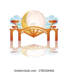 happy mid autumn festival card with castle and moon vector illustration design