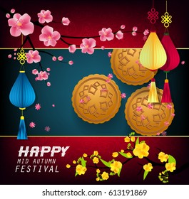 happy mid autumn festival chinese background